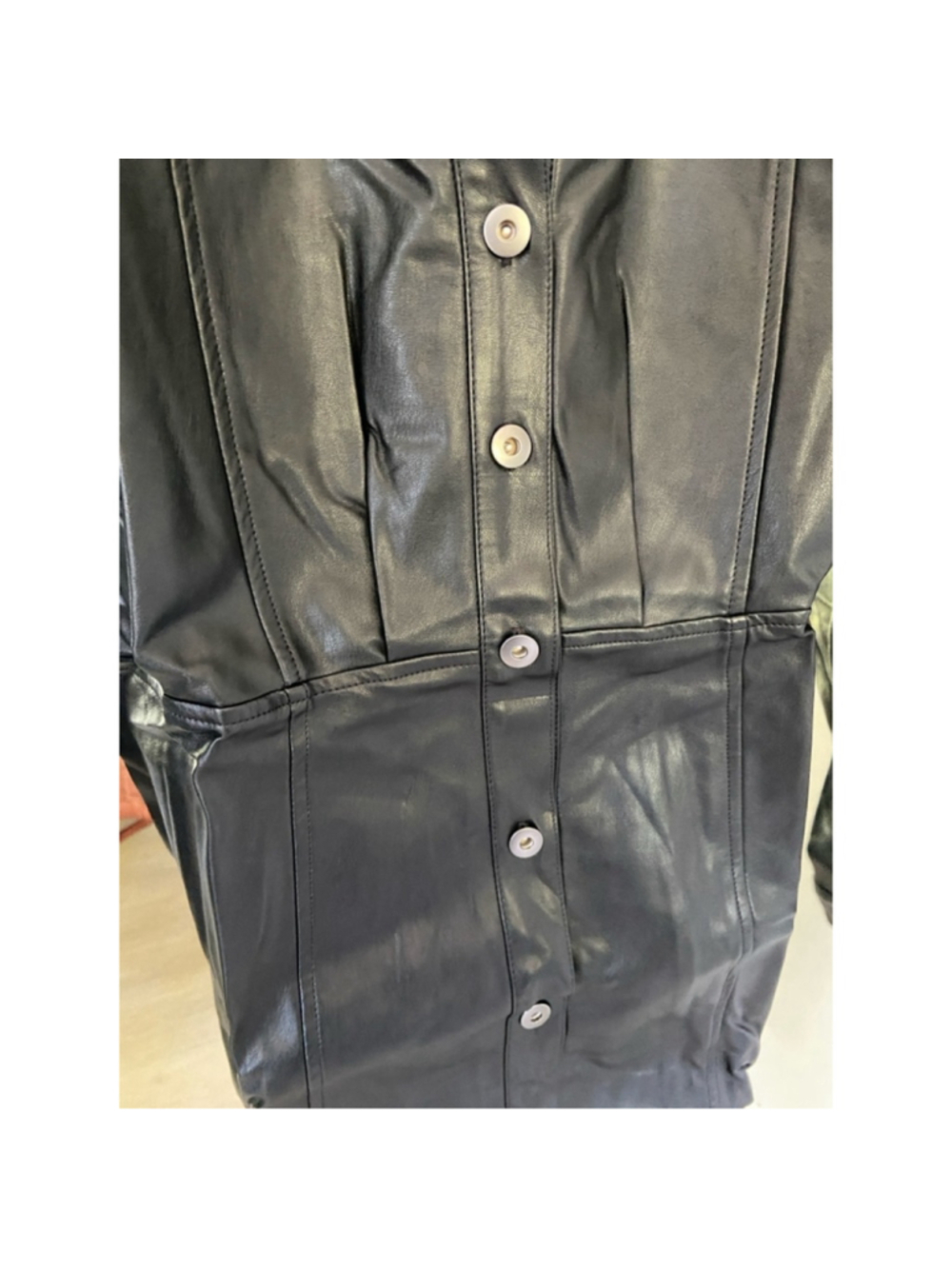 Free People NWT Size 10 Black Faux Leather Shirt Dress Western Moto - Picture 5 of 11